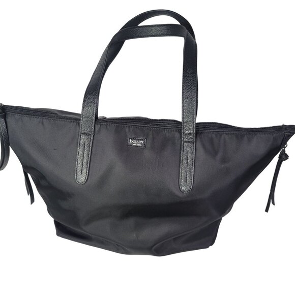 Botkier Black Nylon Large Tote Bag With Leather Trim & Zippered Top Closure - Picture 1 of 6
